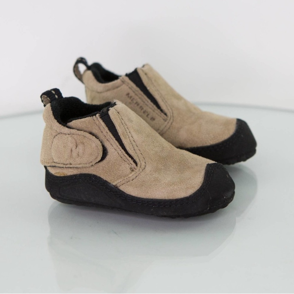 MERRELL My First Merrells Infant Shoes 3-6 Months Suede Leather Baby Booties Tan
